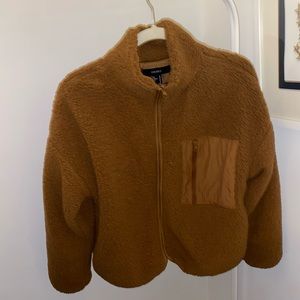 fluffy zip up jacket, slightly cropped